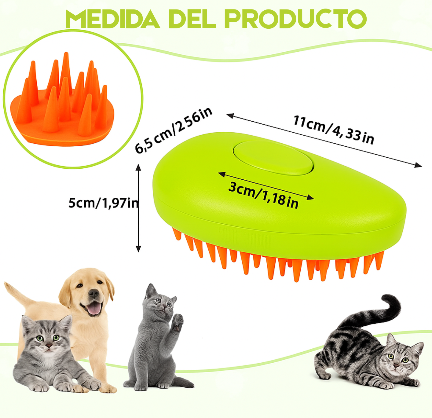 Cepillo con vapor relajante para gato